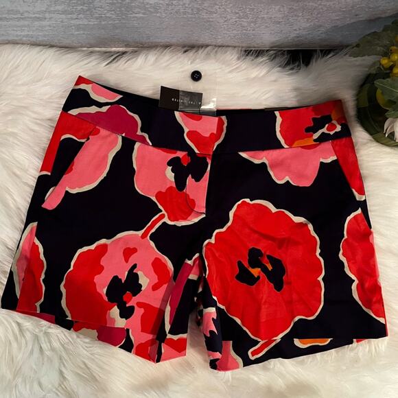 NEW The Limited Drew Fit Low Rise Watercolor Poppy Print Cotton Shorts Sz 2 NWT - Picture 3 of 15